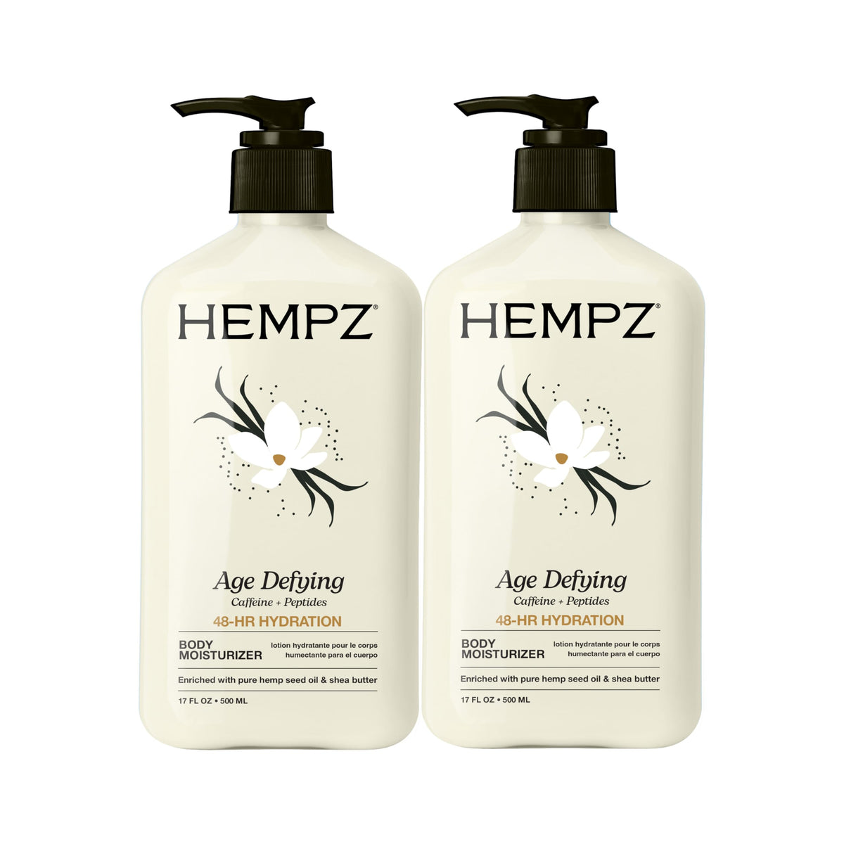 Hempz Age Defying 2Pack bottle front for deep hydration.