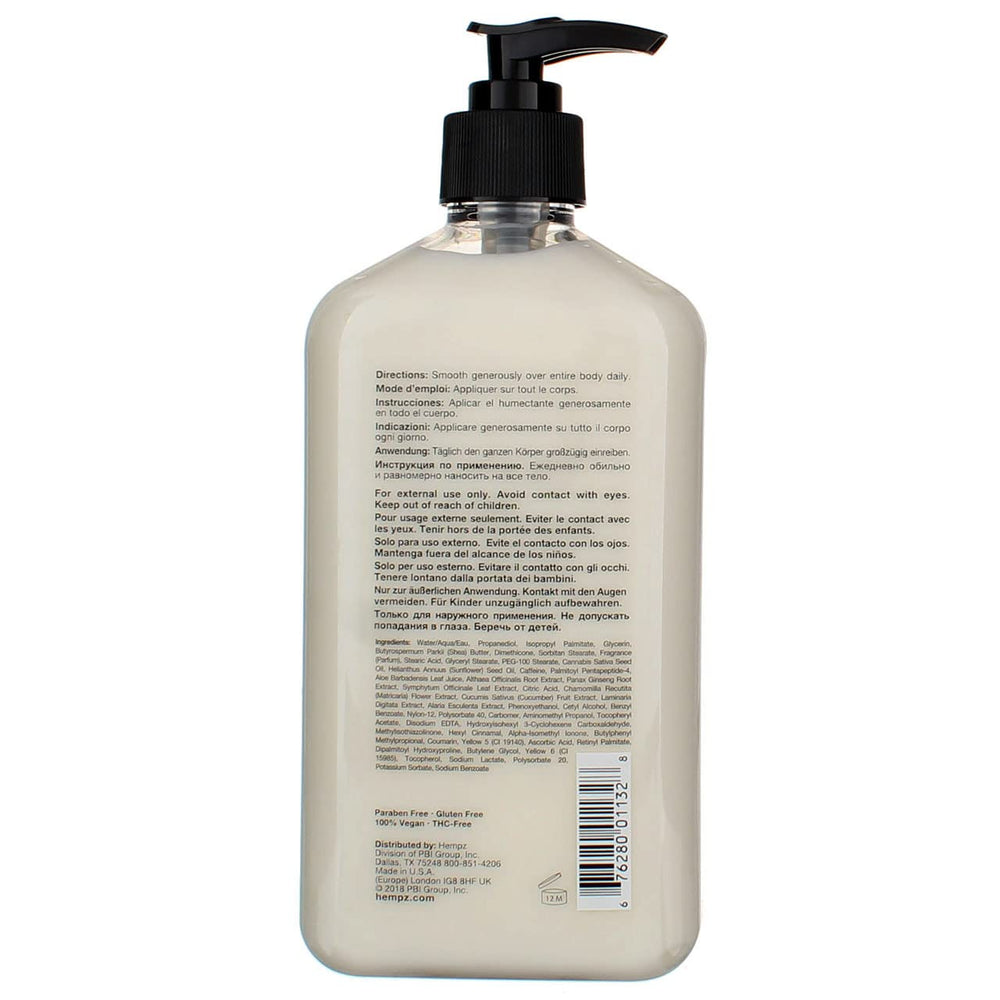Hempz bottle shown on a bathroom shelf ready for daily routine.