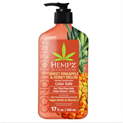 Hempz Biotin Conditioner bottle with sweet pineapple honey melon scent, hydrating fine hair