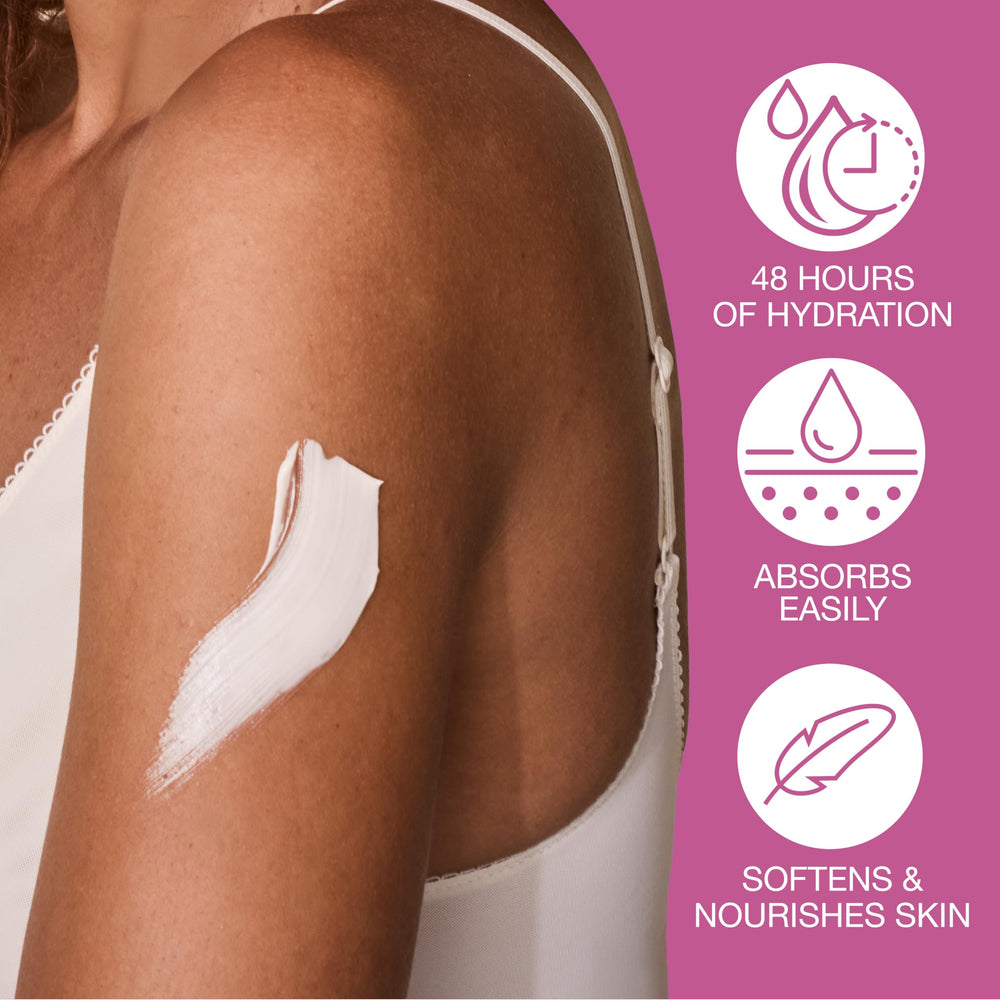 Hempz Buttercream Vanilla Lotion aloe-rich formula applied to skin for soothing moisture.