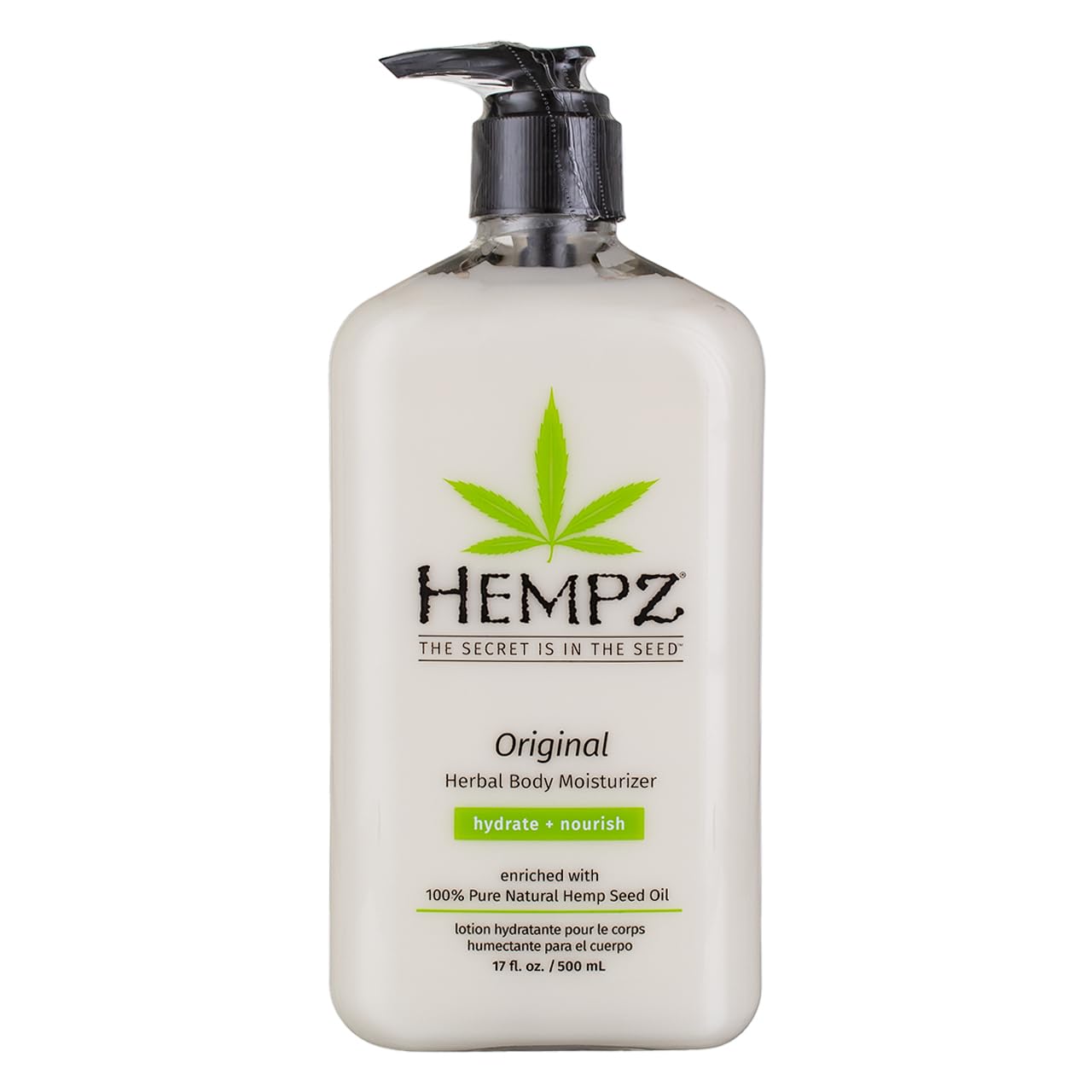 Hempz Body Moisturizer Original 17 oz bottle front view for easy daily hydration.