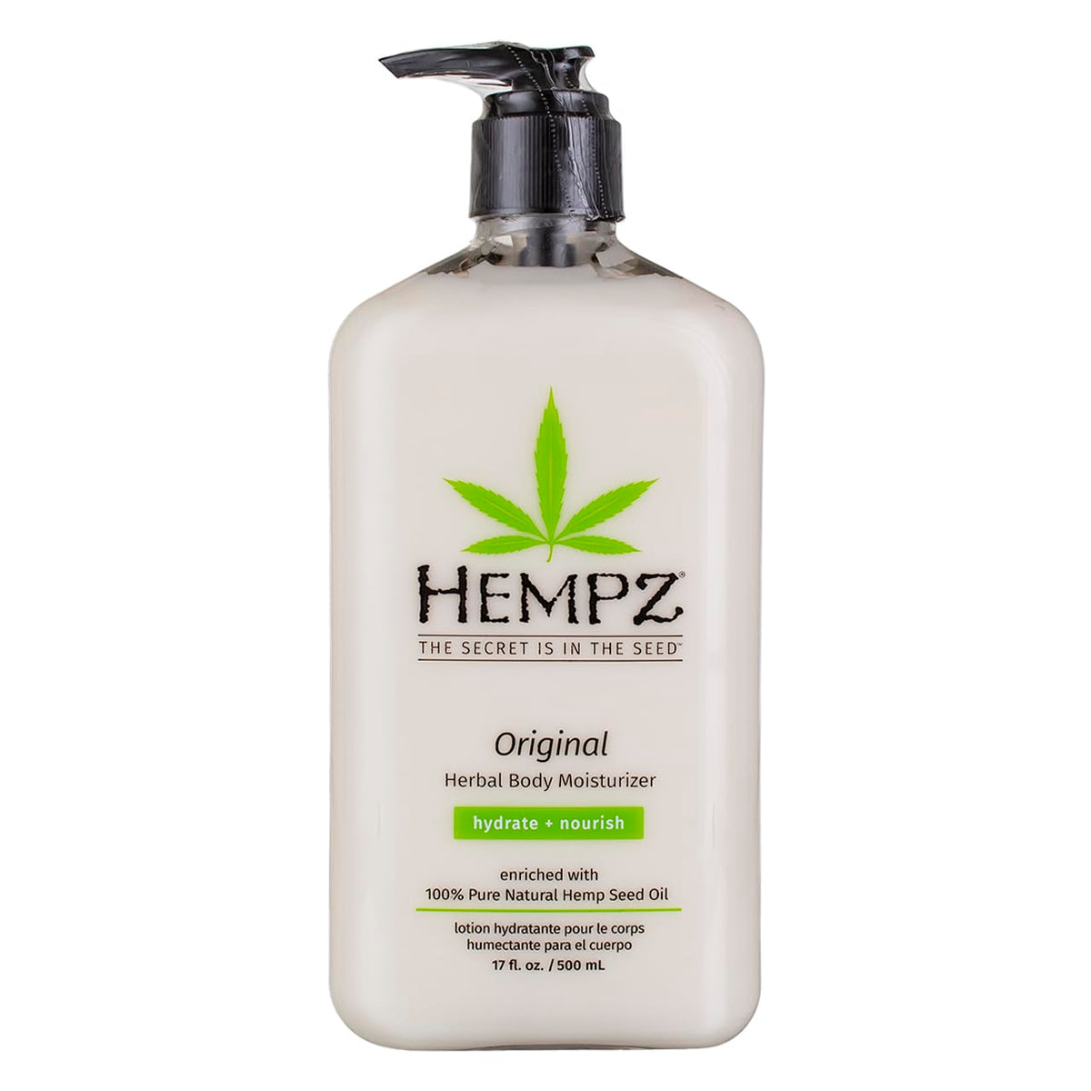 Hempz Body Moisturizer Original 17 oz bottle front view for easy daily hydration.