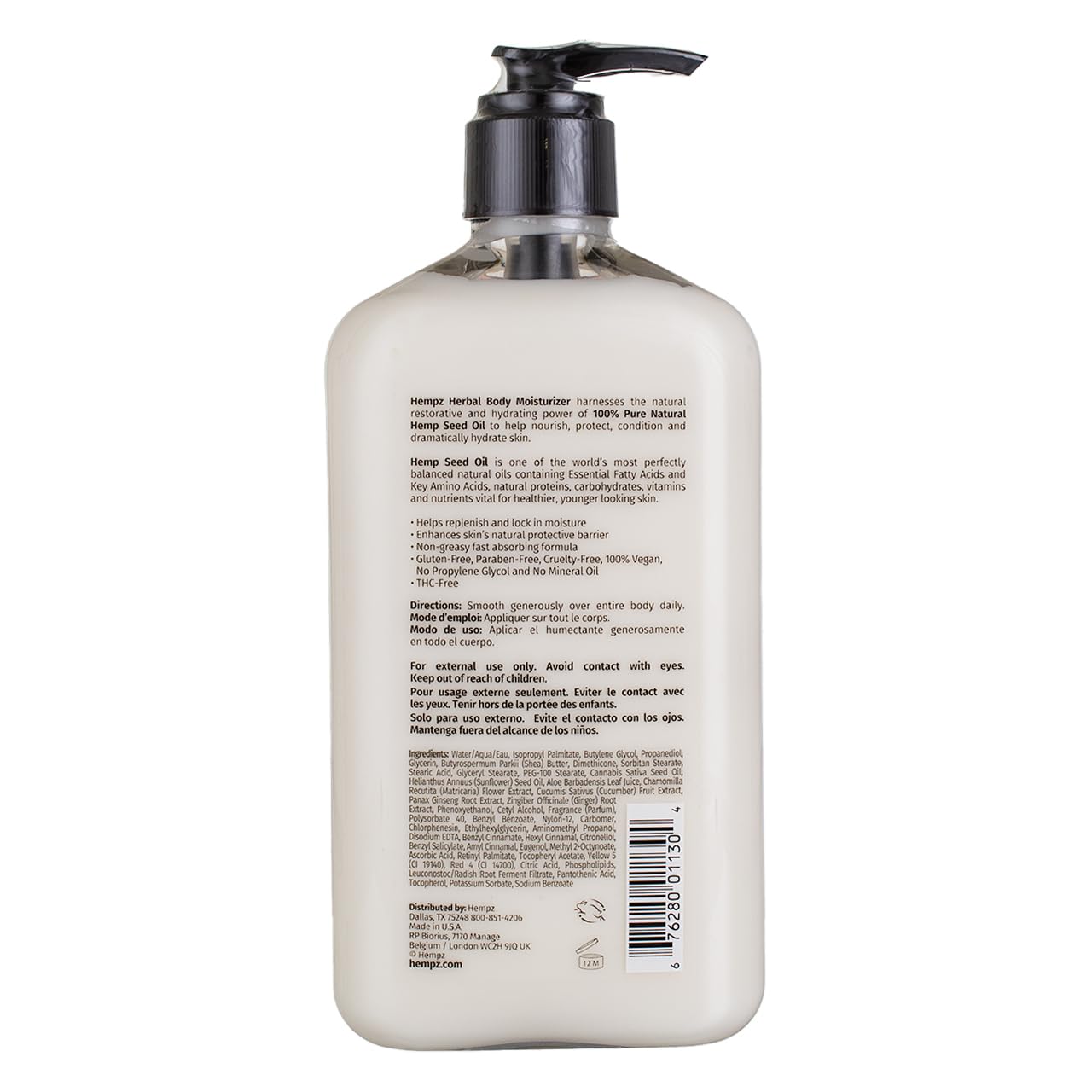 Hempz Body Moisturizer Original 17 oz pump in use for smooth, controlled application.