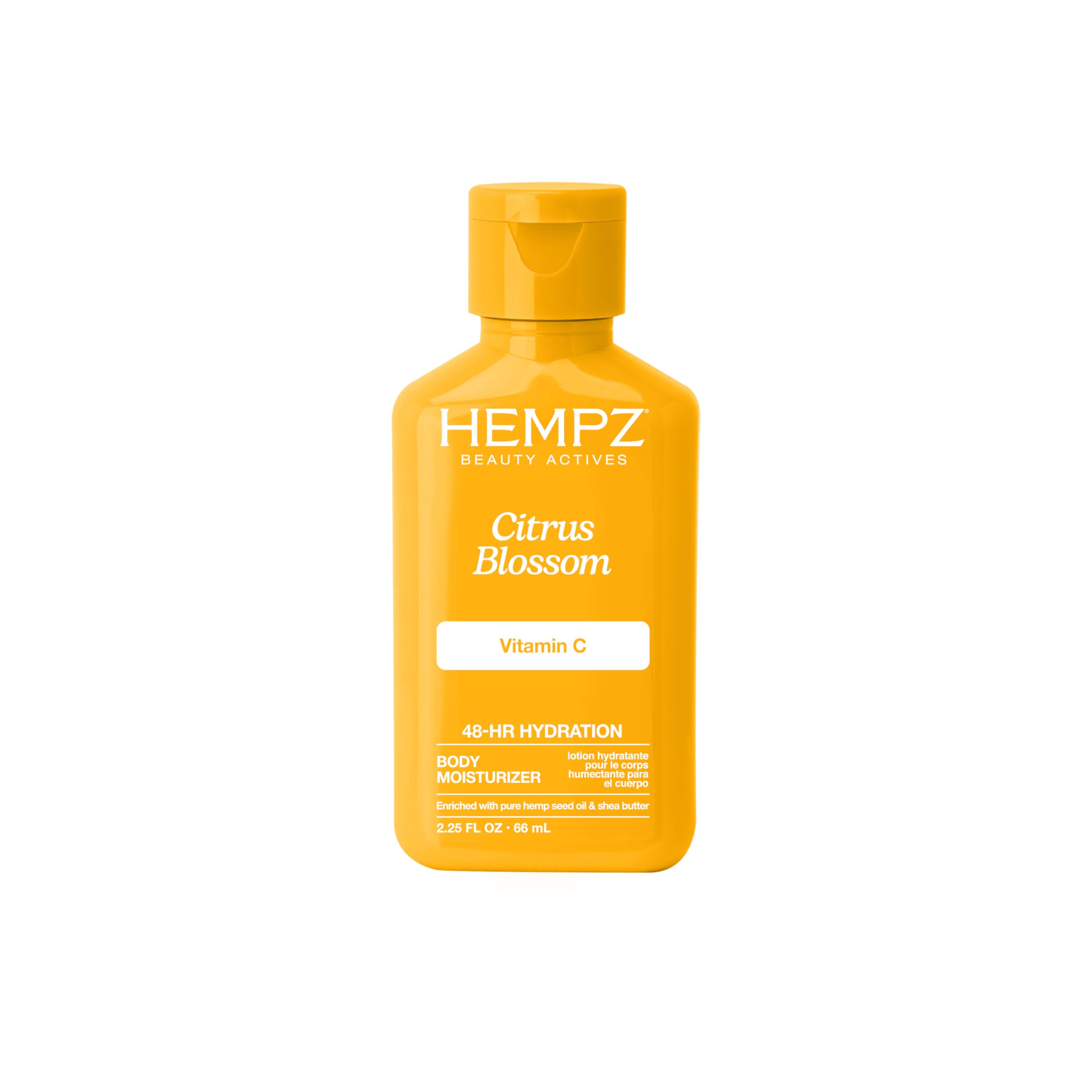 Hempz Citrus Blossom crema corporal en botella para hidratación prolongada.