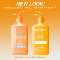 Hempz Citrus Blossom, enfoque en fruta naranja: fragancia fresca para despertar los sentidos.