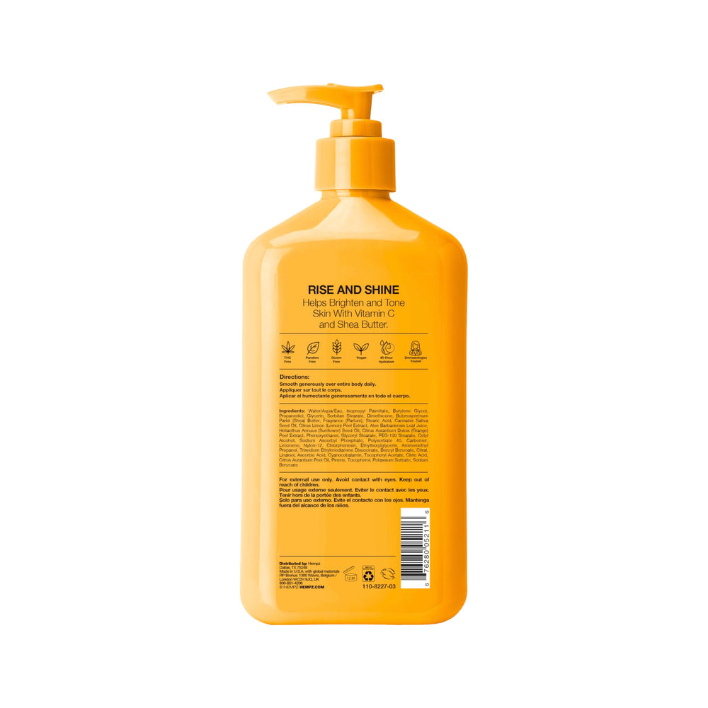 Hempz Citrus Blossom, textura de loción: sensación ligera y absorción gradual.