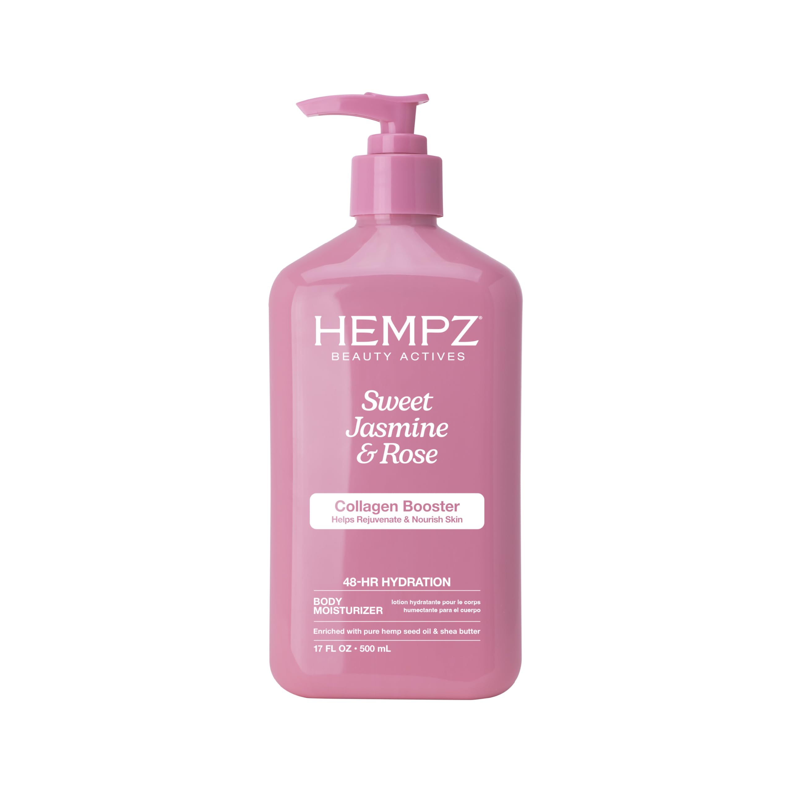 Hempz crema corporal Jazmín y Rosa, aroma delicado para piel suave.