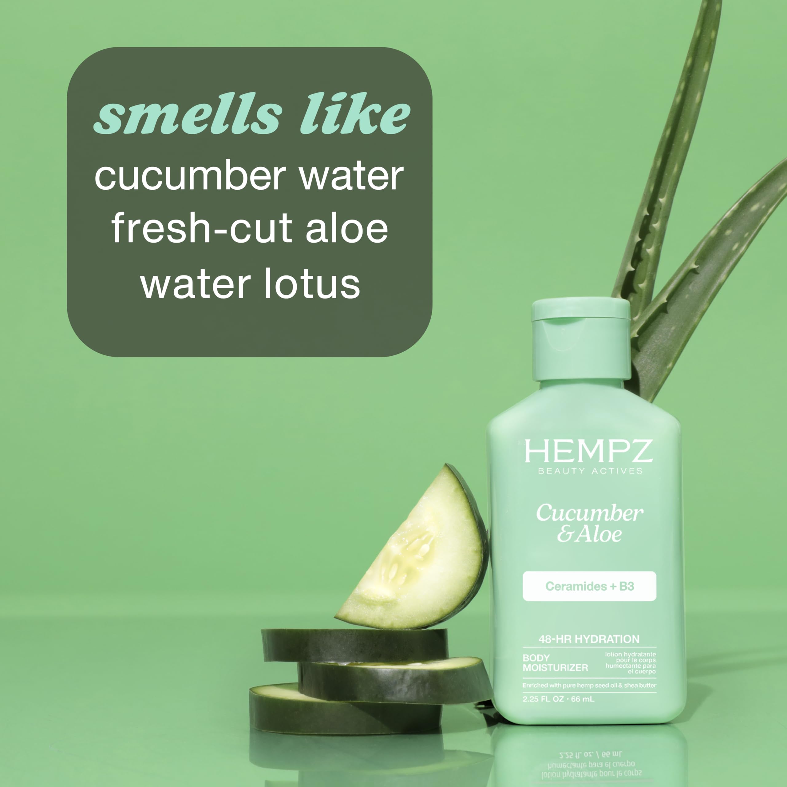Hempz crema corporal pepino aloe, ingredientes cítricos para un aspecto más radiante.