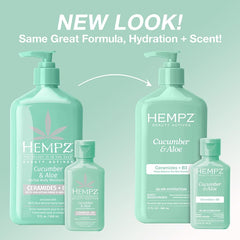 Hempz crema corporal pepino aloe, textura suave para aplicar y absorber rápidamente.