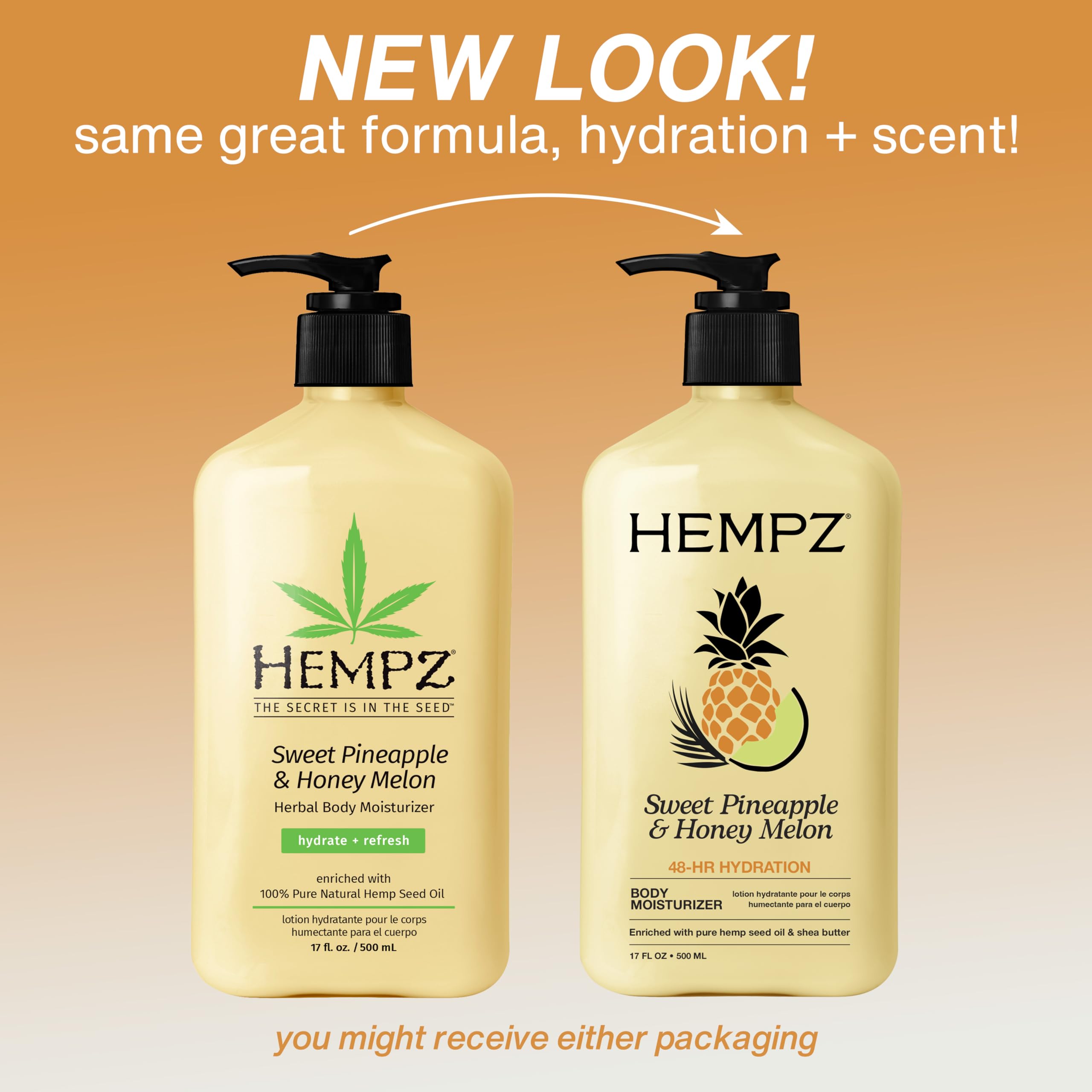 Hempz Loción cuerpo: aroma melón y piña para perfumar la piel.