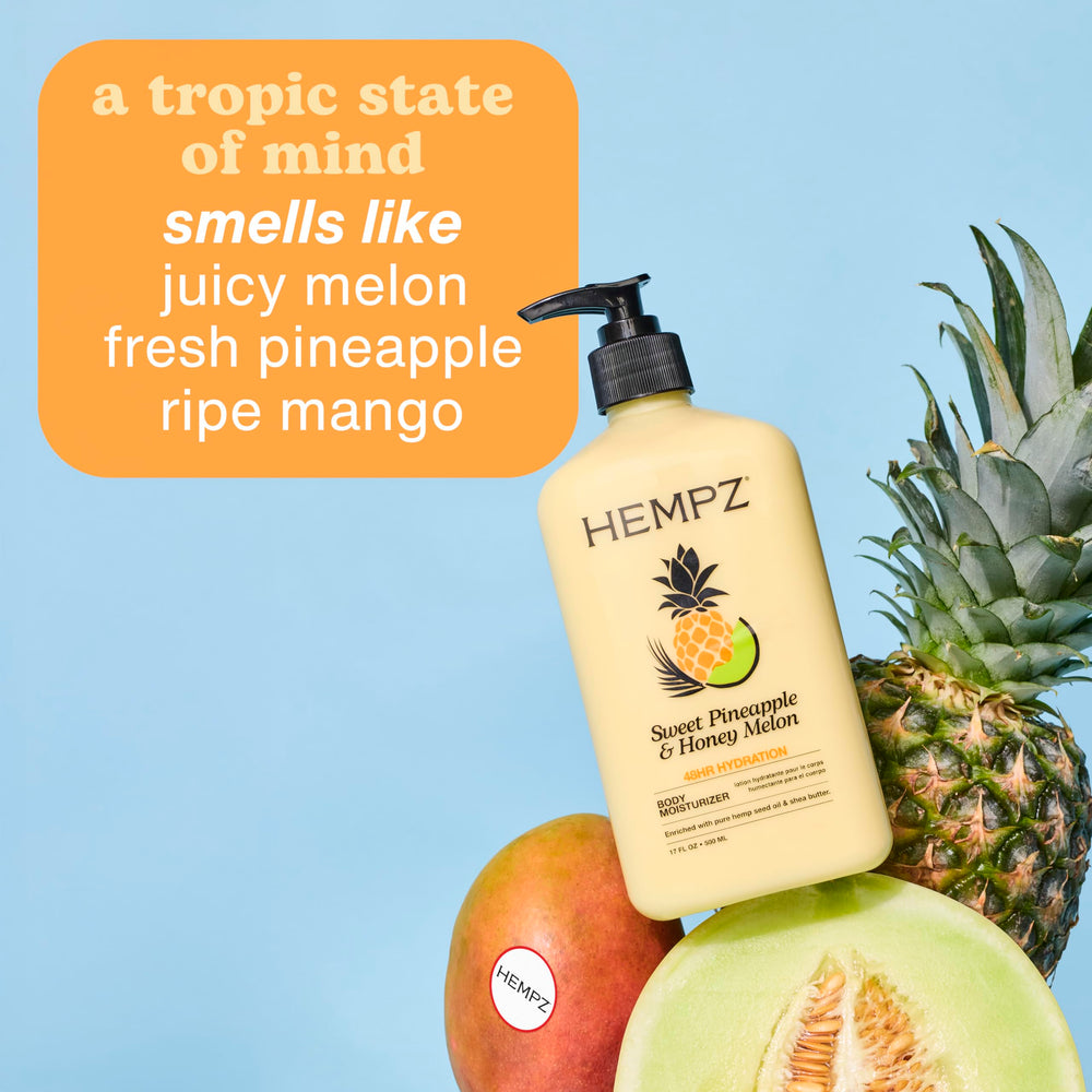 Hempz Loción: textura ligera que se absorbe rápidamente.
