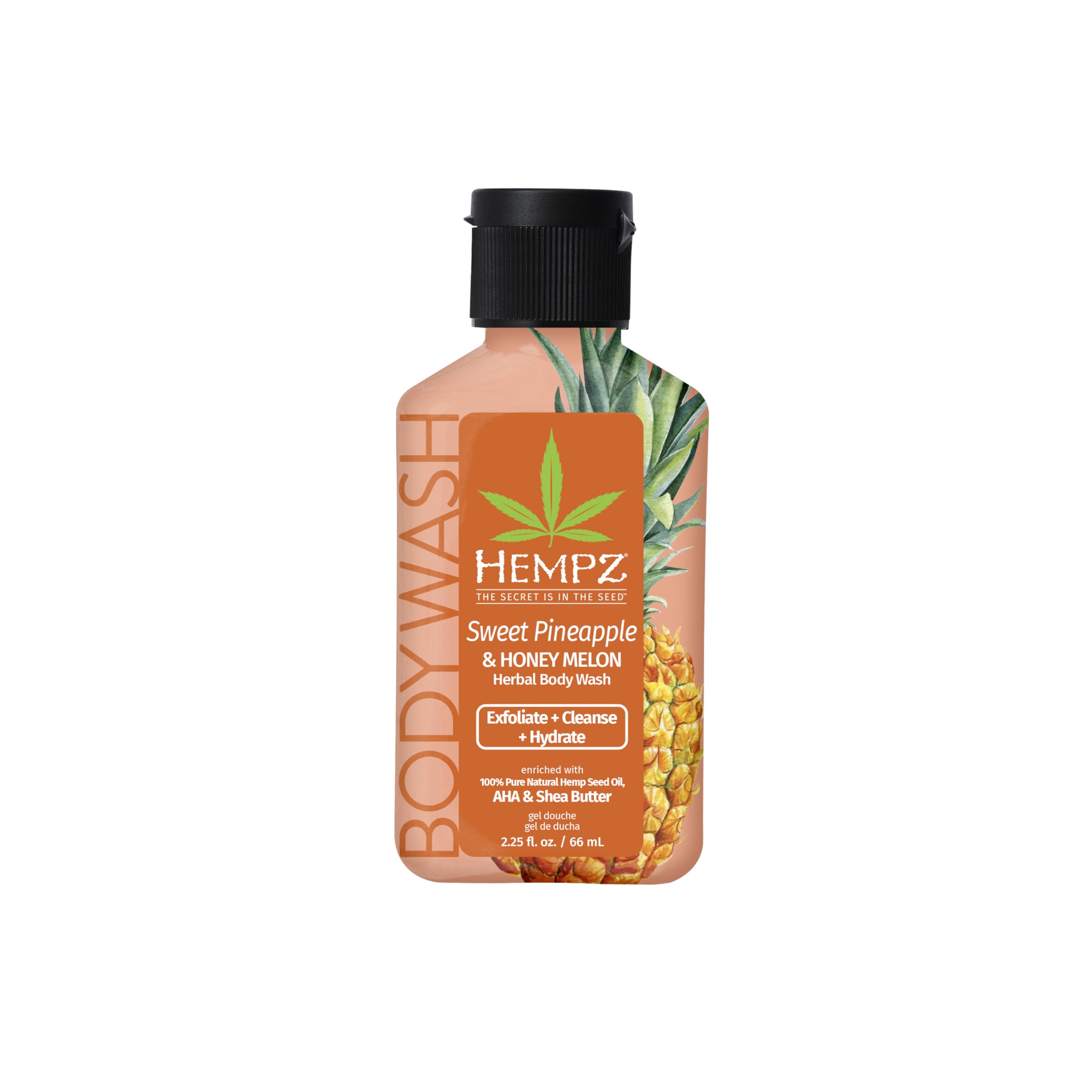 Hempz gel de ducha mini con packaging frontal, hidrata y suaviza la piel