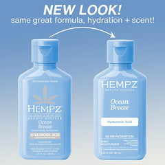 Ingredientes naturales de Hempz con manteca de karité y aloe para suavidad.
