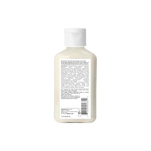 Loción corporal Hempz con aroma a algodón de azúcar, textura nutritiva para piel seca.
