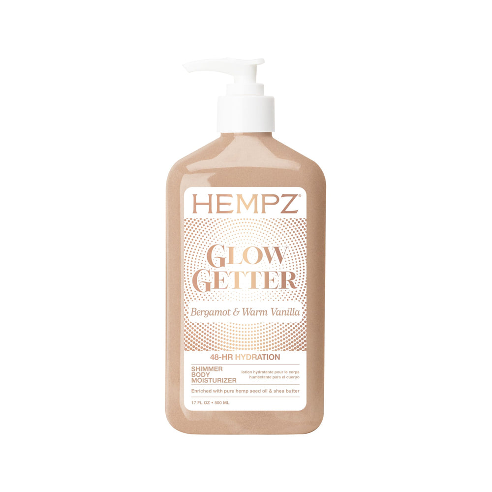 Hempz Loción Corporal Brillo: botella frontal con brillo suave para la piel