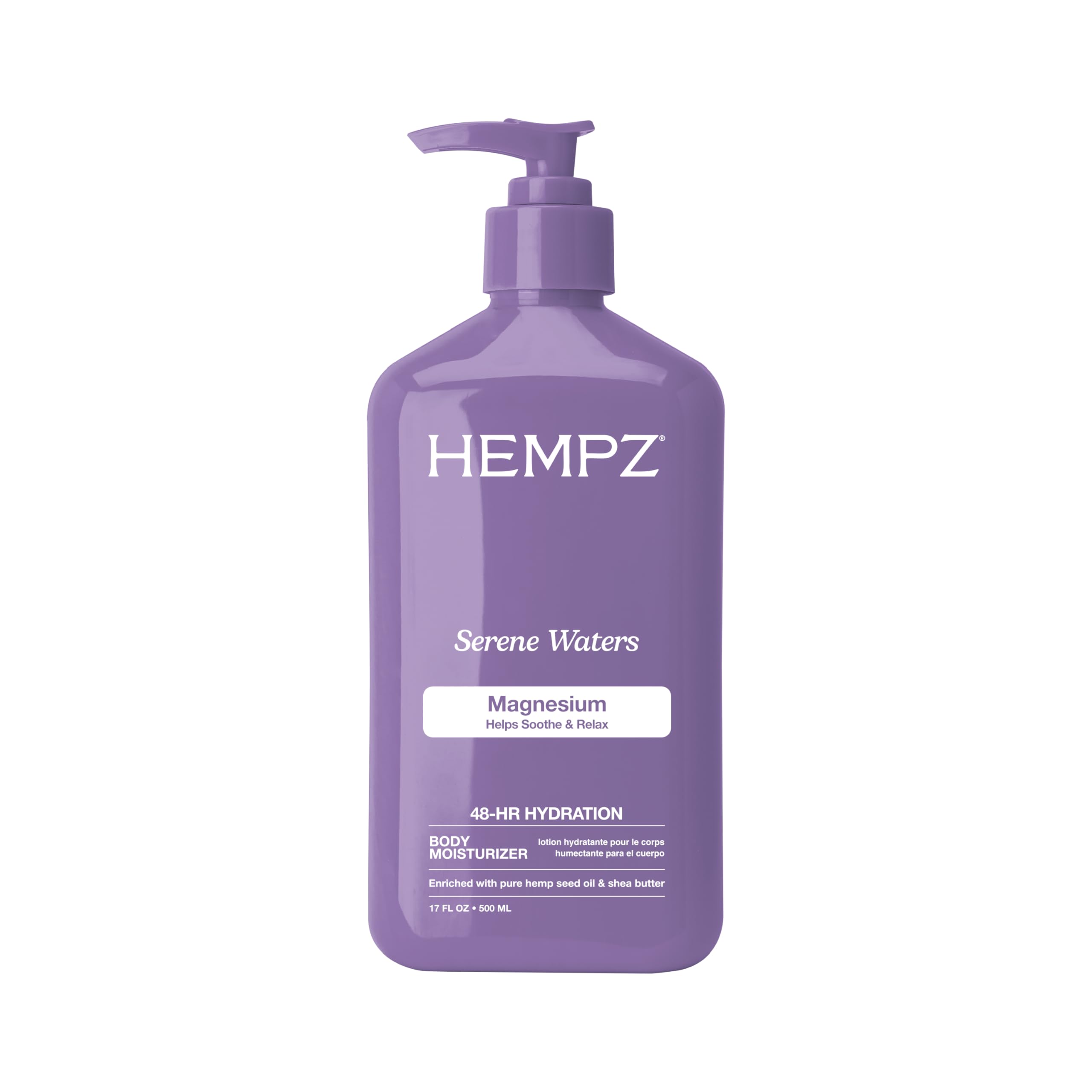 Loción corporal Hempz con magnesio, bote, hidratación suave para piel relajada
