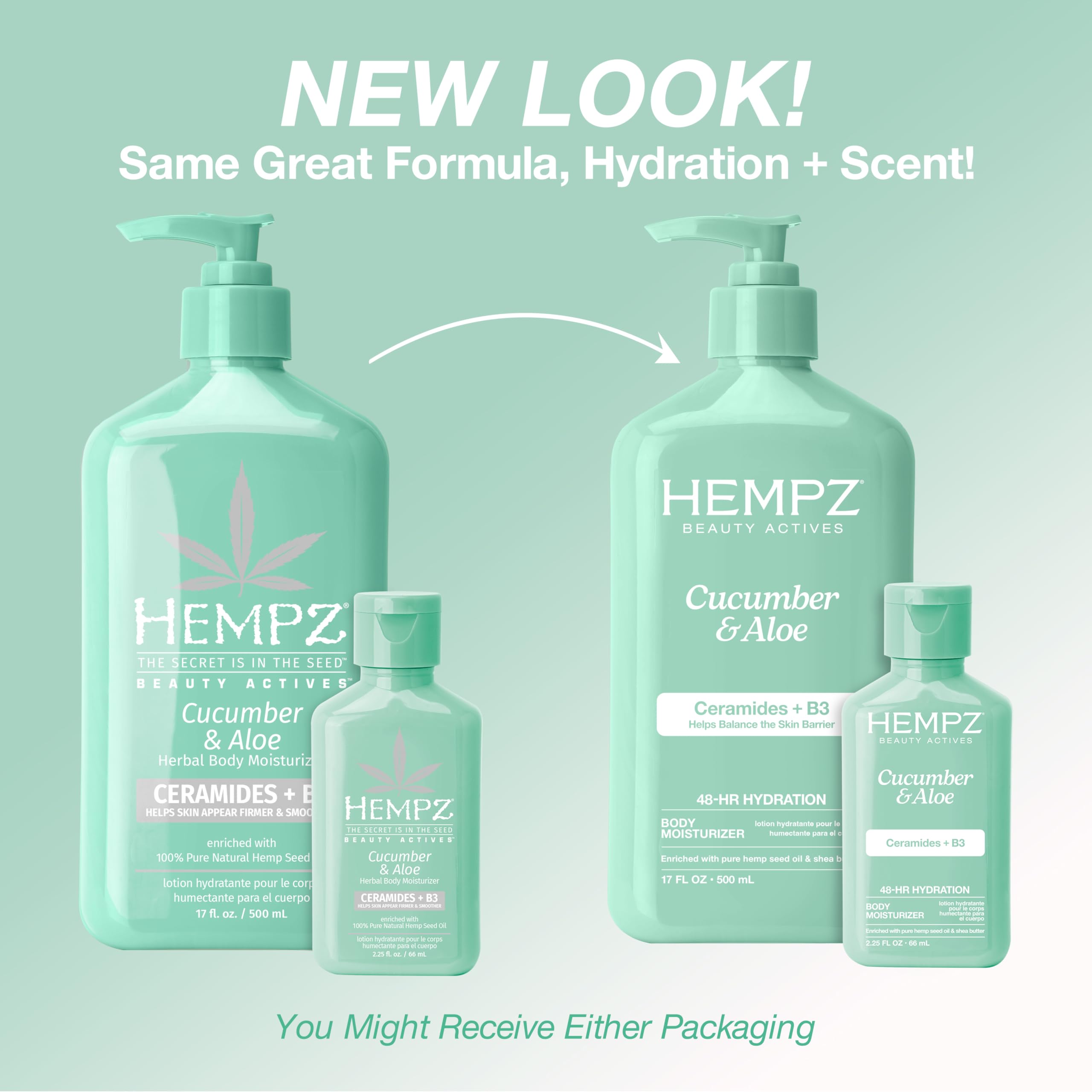 Hempz Loción Corporal Pepino y Aloe: aceite de cáñamo para nutrición suave.