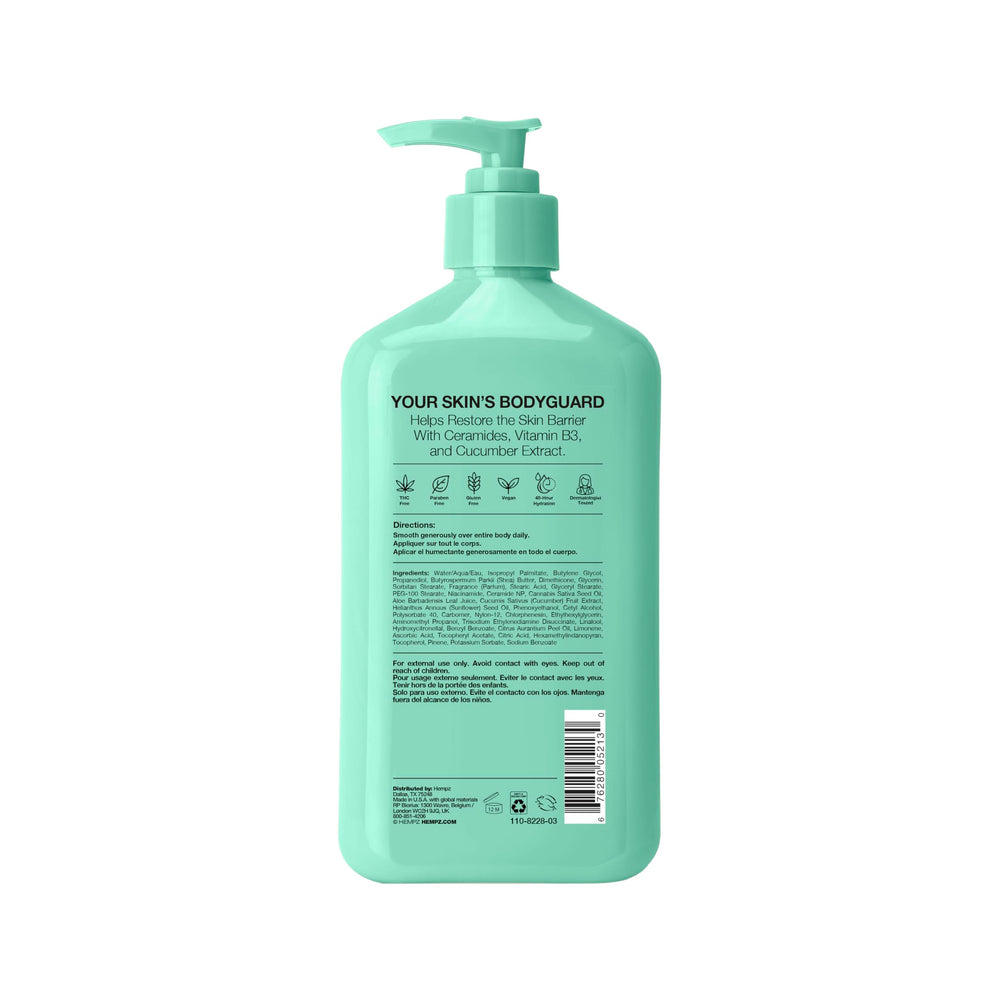 Hempz Loción Corporal Pepino y Aloe: manteca de karité para hidratación profunda.