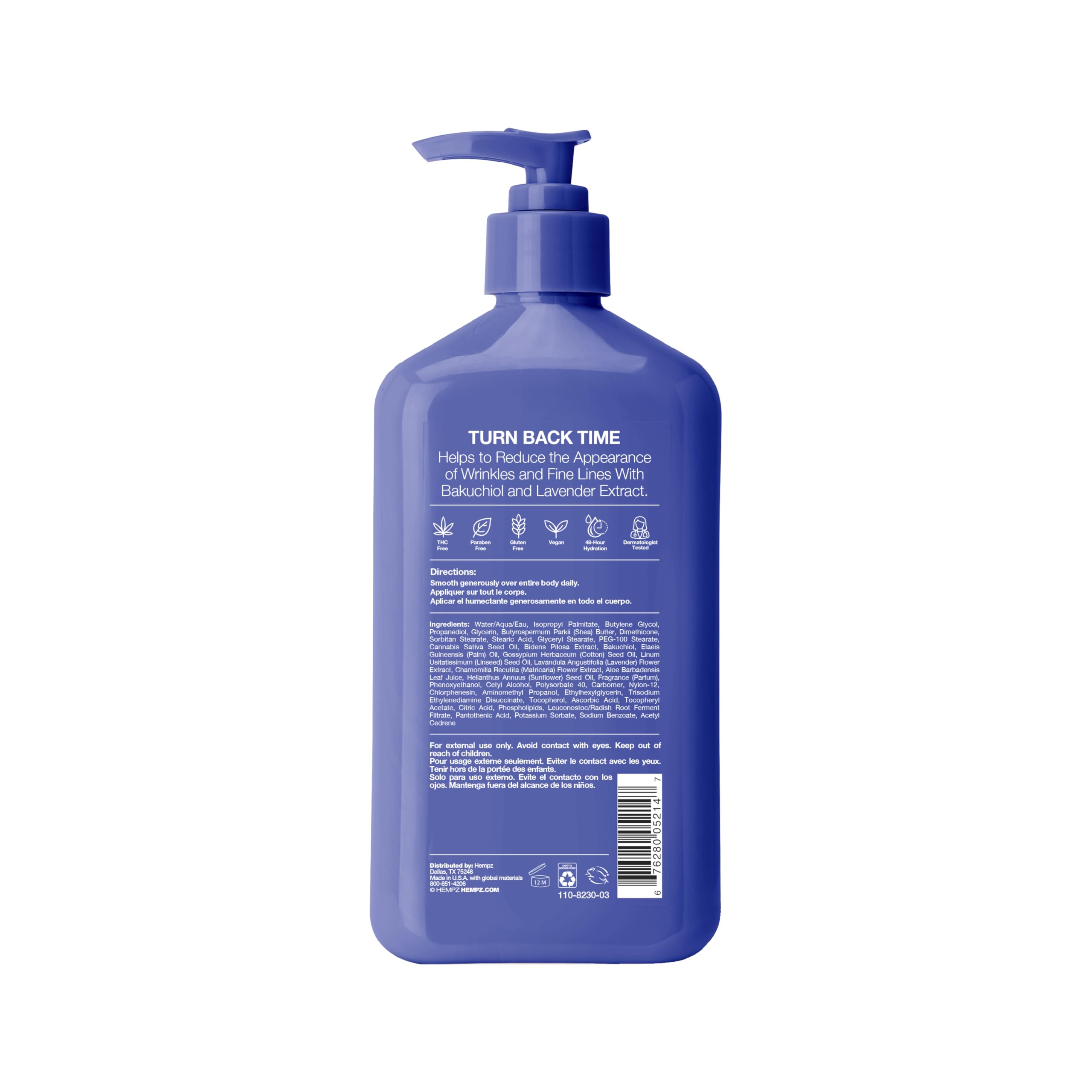 Hempz Loción corporal ritual relajante con lavanda y manzanilla.