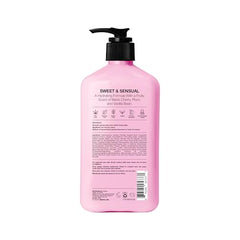 Hempz loción corporal de cereza, textura cremosa que suaviza la piel y deja aroma delicioso