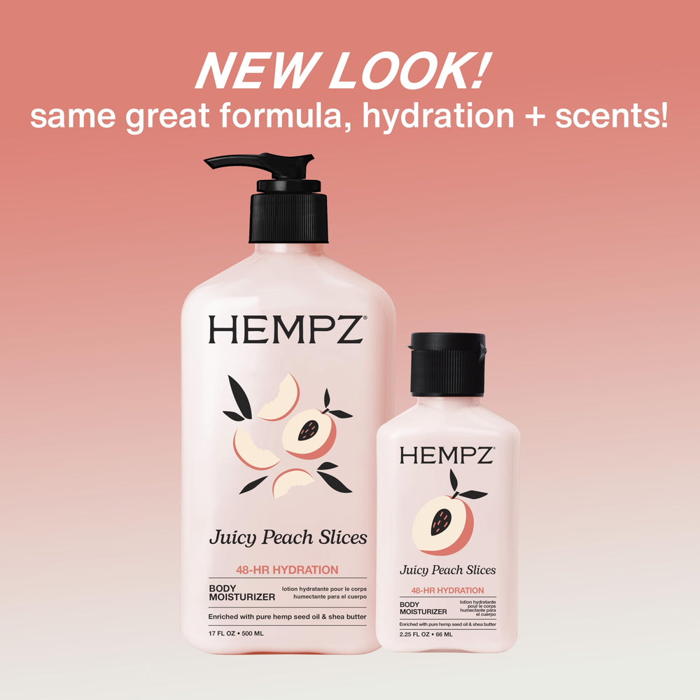 Loción Hempz Durazno Jugoso aplicación rápida y no grasa.