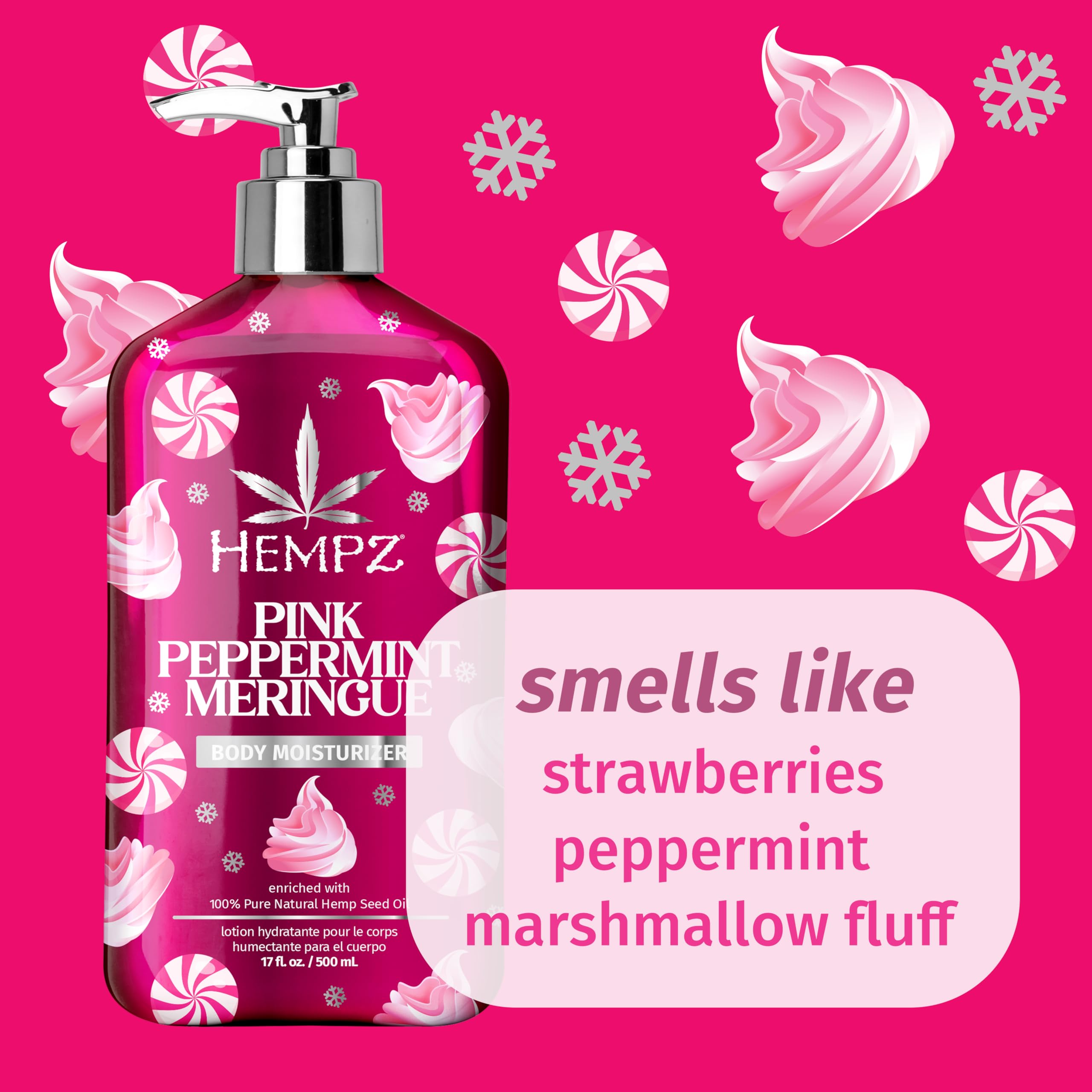 Textura de absorción rápida de Hempz Merengue Menta Rosa para sensación ligera