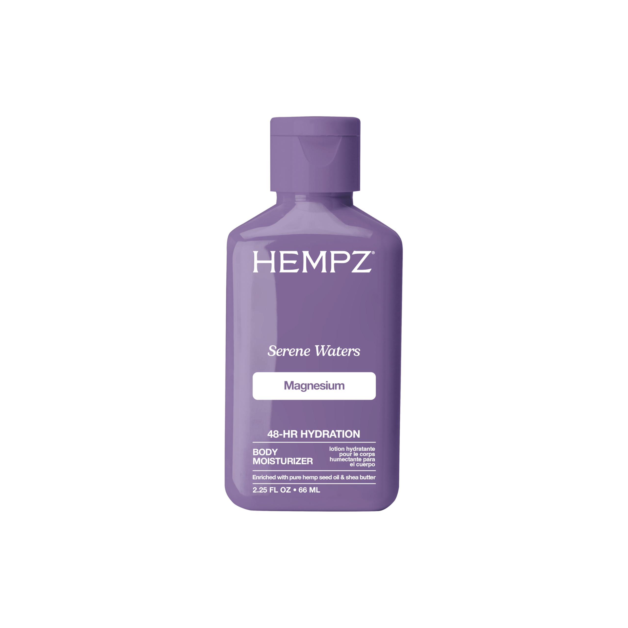Hempz Mini Loción de Magnesio Serene Waters frasco para uso diario y relajación.