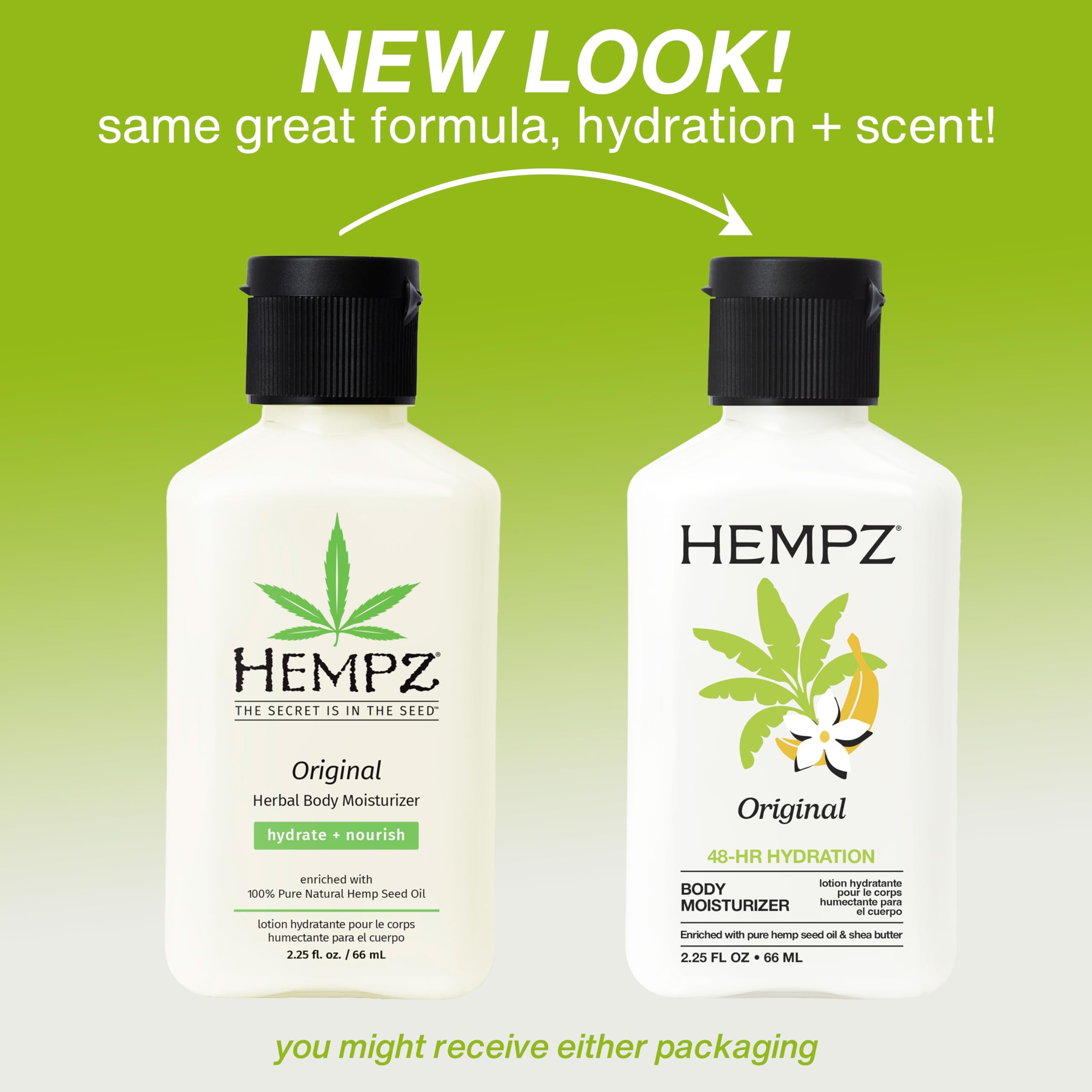 Hempz Mini Original envase mini práctico para llevar en bolso.