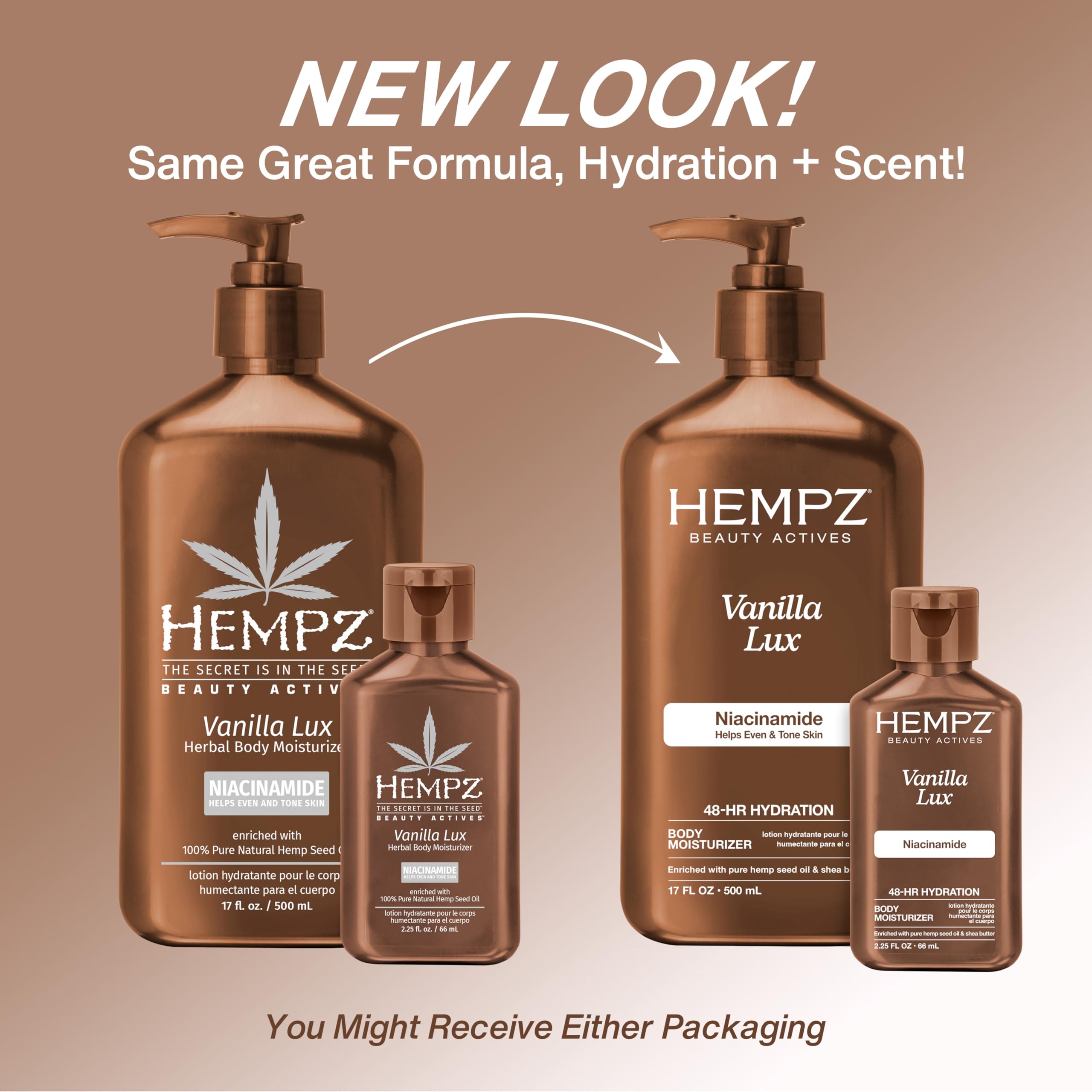 Hempz Mini Vanilla Lux aroma cremoso, experiencia sensorial suave.