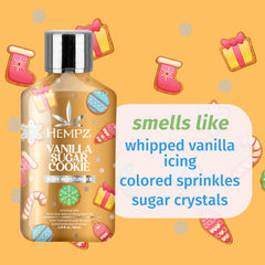 Hempz Mini Vanilla Sugar Cookie label closeup reveals comforting scent notes