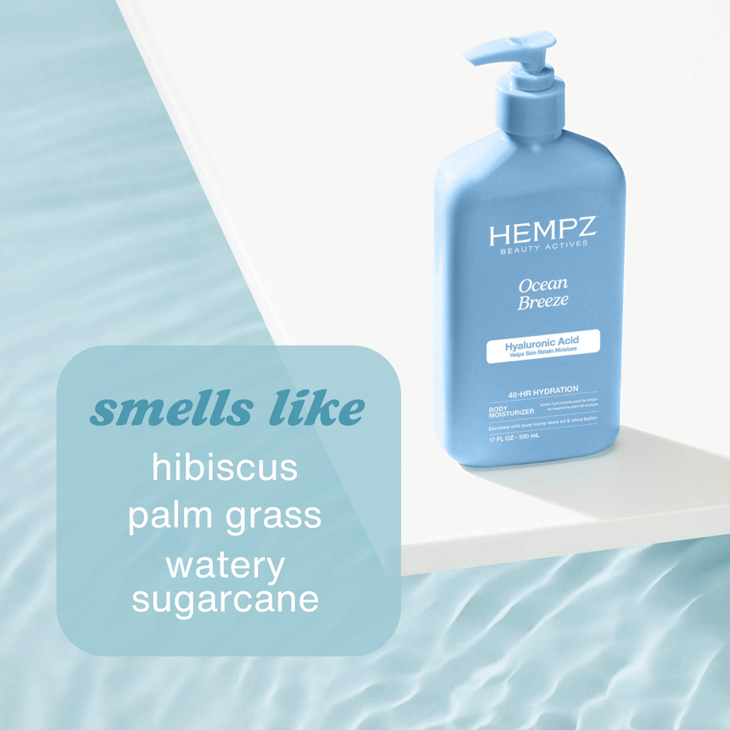 Hempz Ocean Breeze: aloe vera visible, calmante e hidratante.