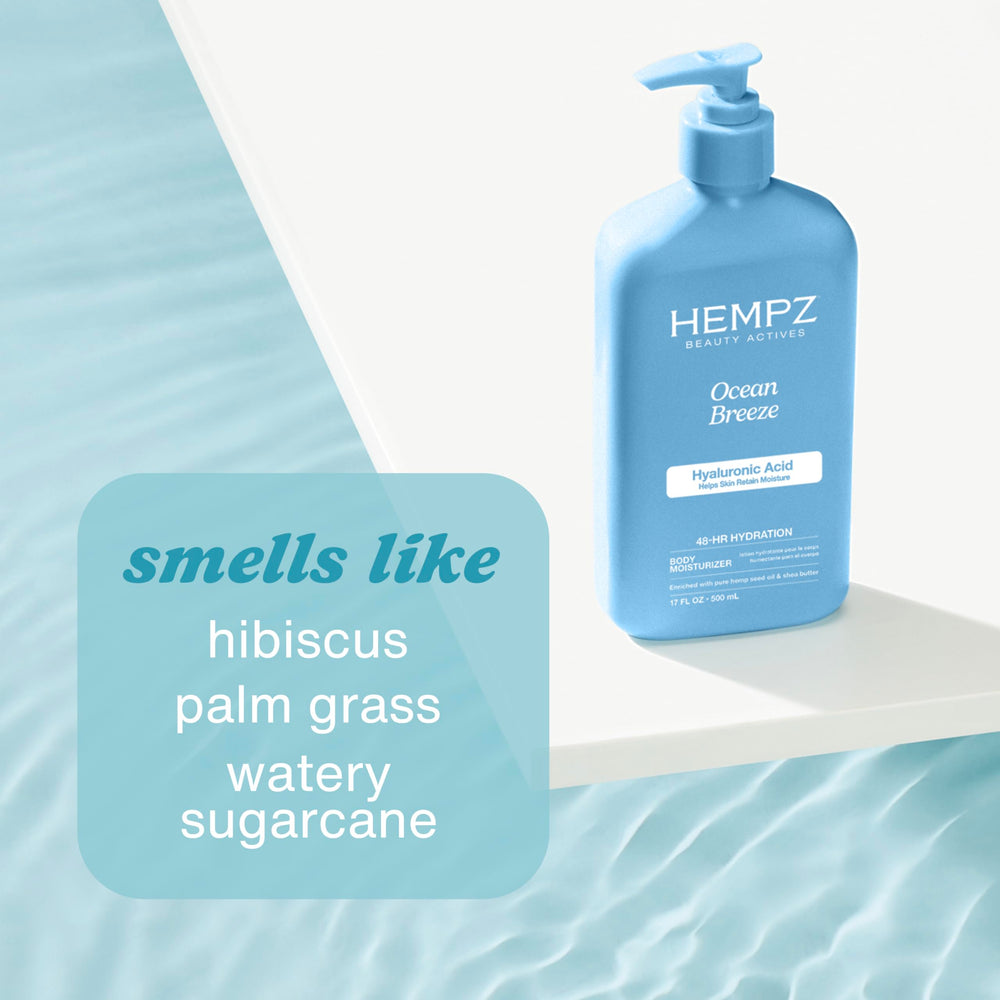 Hempz Ocean Breeze: aloe vera visible, calmante e hidratante.