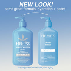 Hempz Ocean Breeze: manteca de karité presente para nutrición suave.