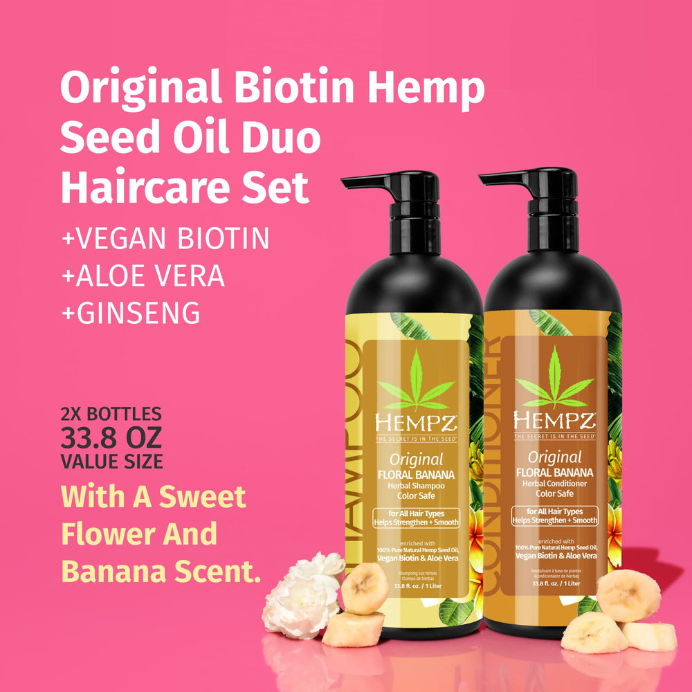 HEMPZ shampoo original floral banana pump showing easy weekly usage