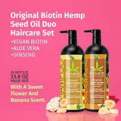HEMPZ shampoo original floral banana pump showing easy weekly usage
