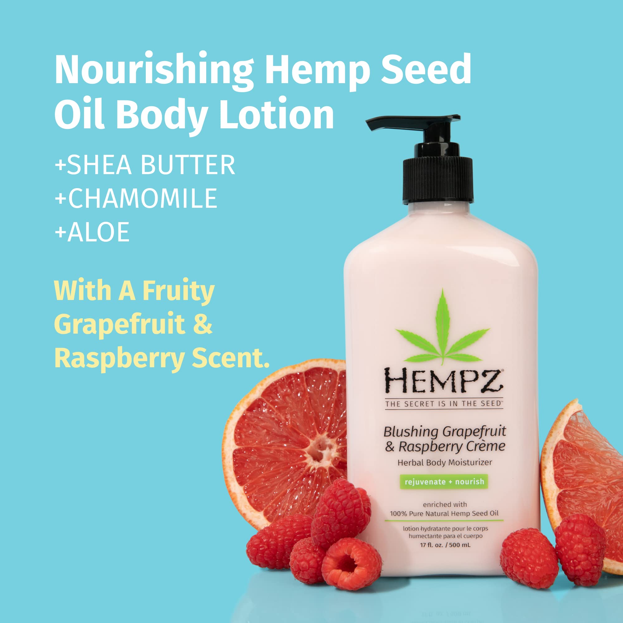 Hempz shea butter hydration supports soft, smooth skin.