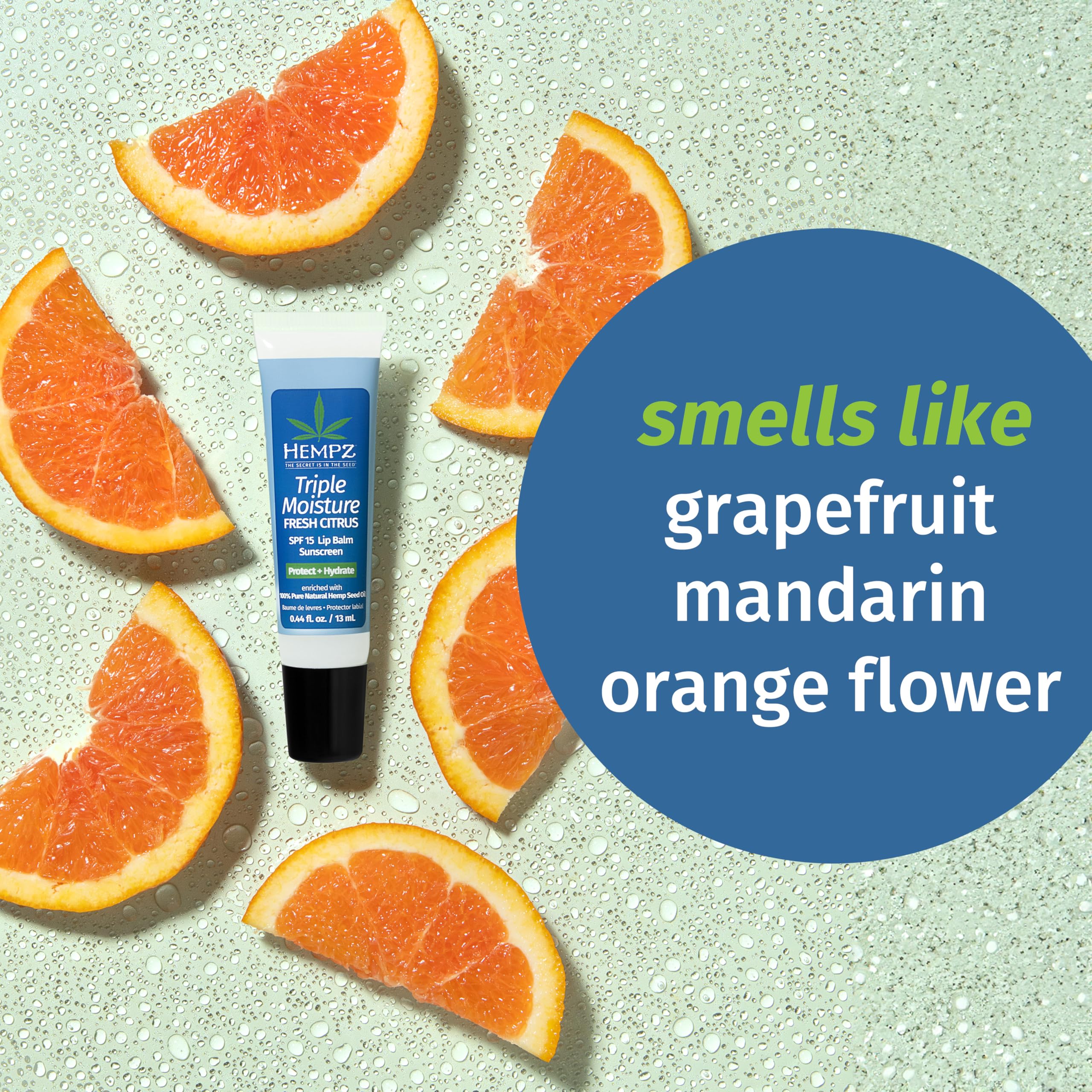 Aplicación suave y hidratación duradera con Hempz SPF 15 Lip Balm.