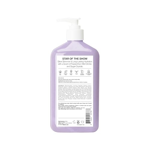 Pouring Hempz Star Dust bottle to reveal silky texture for easy application