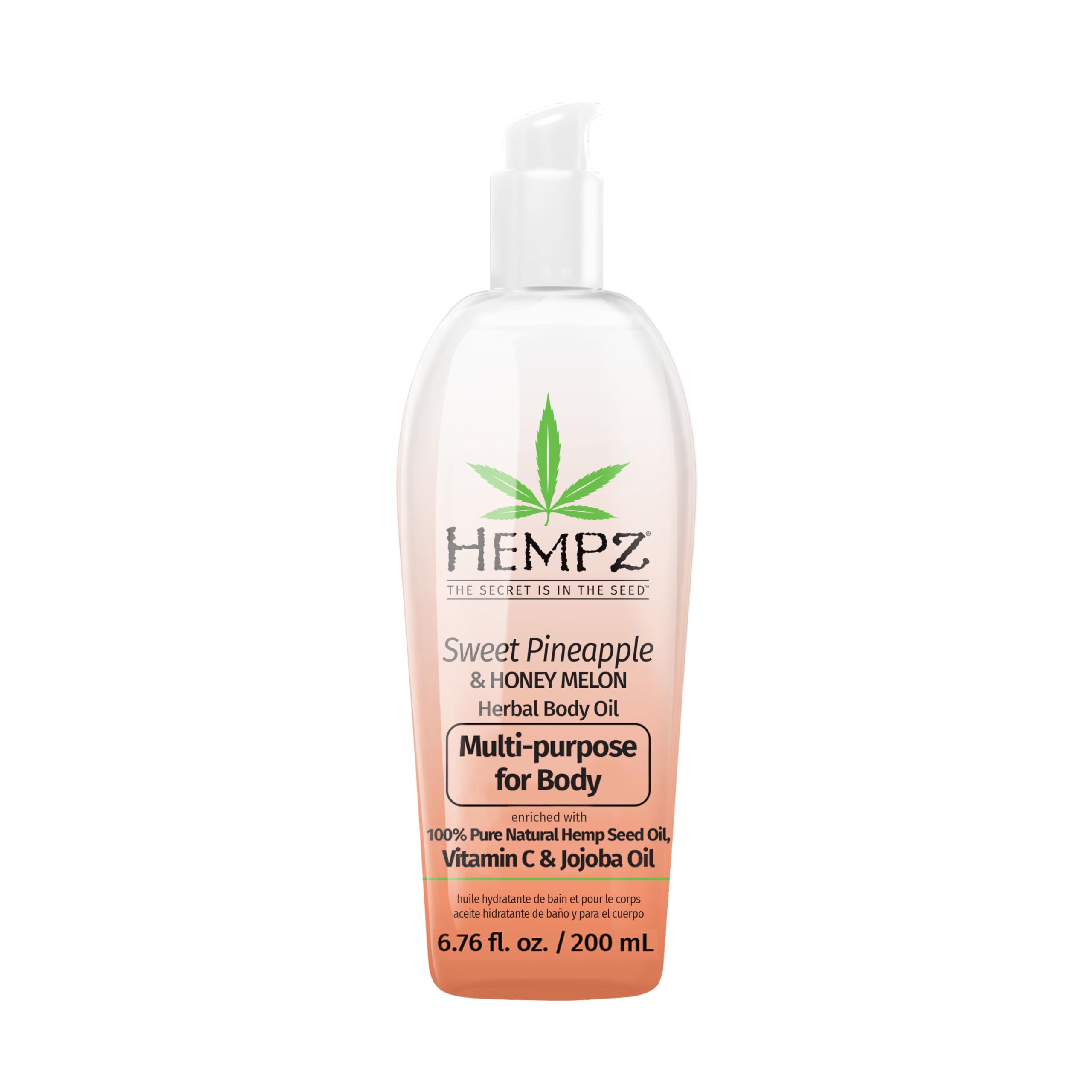 Hempz Sweet Pineapple & Honey Melon oil bottle for lightweight hydration