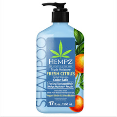 Hempz Triple Moisture shampoo bottle front for color-safe cleansing