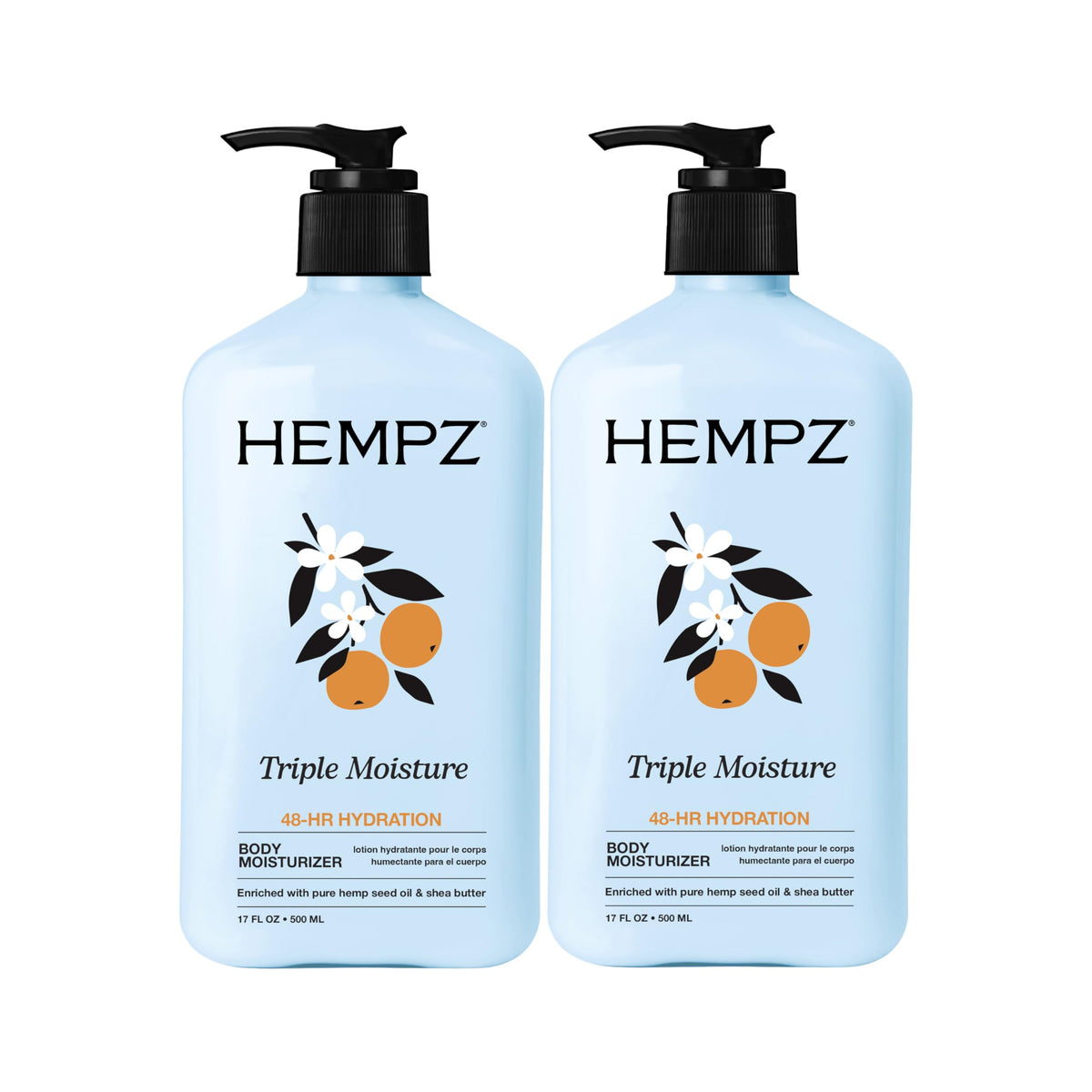 Hempz Triple Moisture Whipped Body Creme Pack of 2 provides silky hydration for daily skin care.