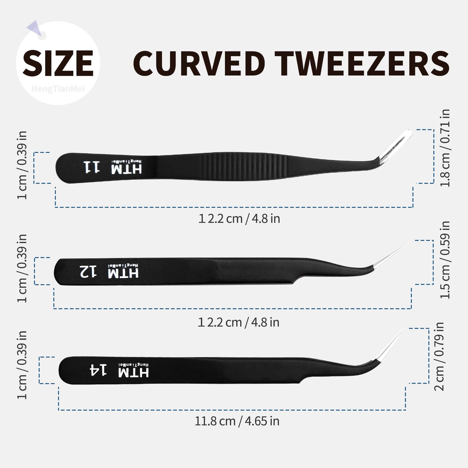 HengTianMei serrated tweezer with textured grip for stable handling.