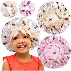 Heniho 2+2 satin bonnets for kids pack, gentle on curls.