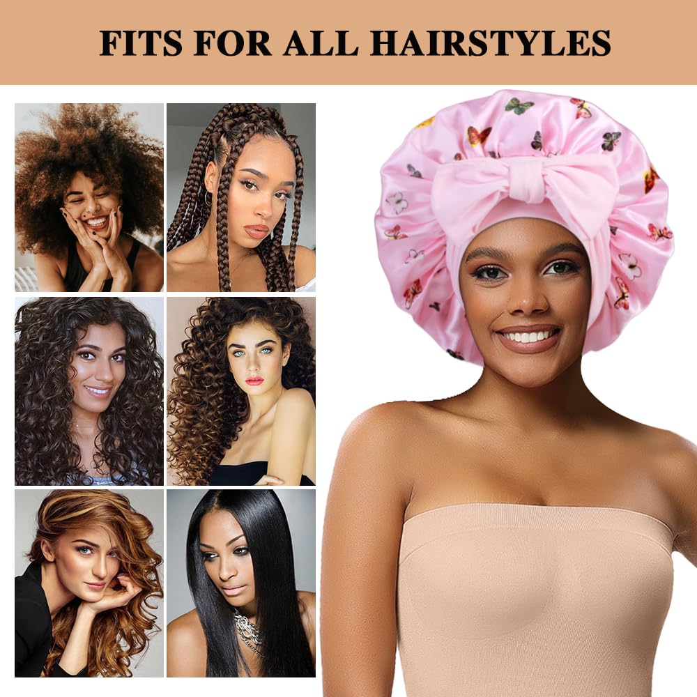 Heniho curly hair satin bonnet keeps curls smooth and hydrated.