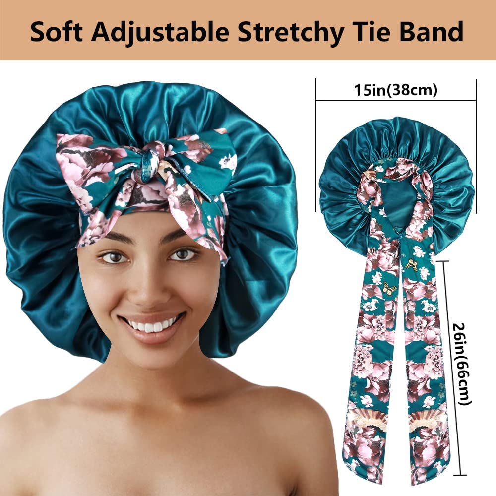 Heniho satin bonnet helps retain moisture for smoother, shinier hair.