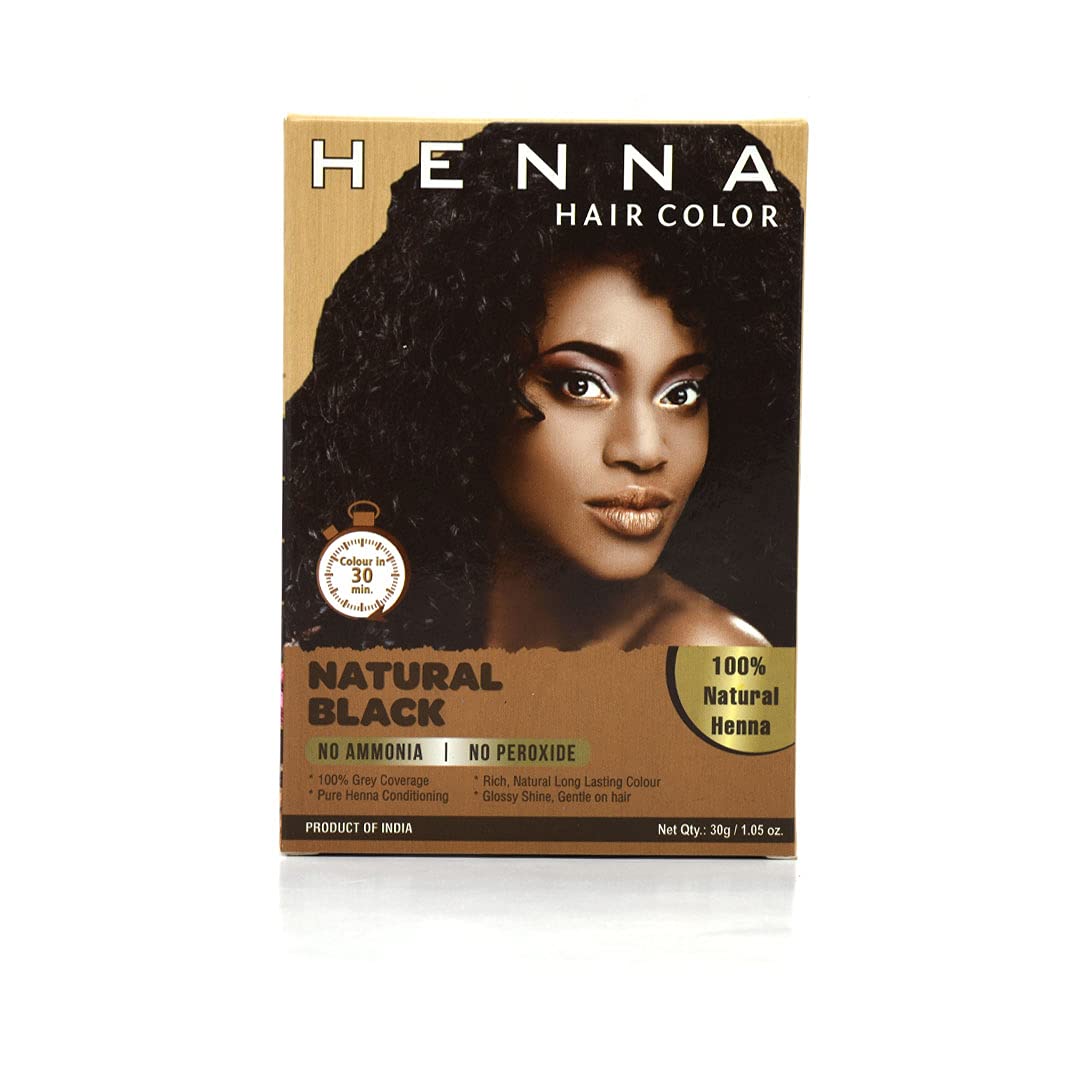 HENNA HAIR COLOR black dye pouch delivers semi-permanent color