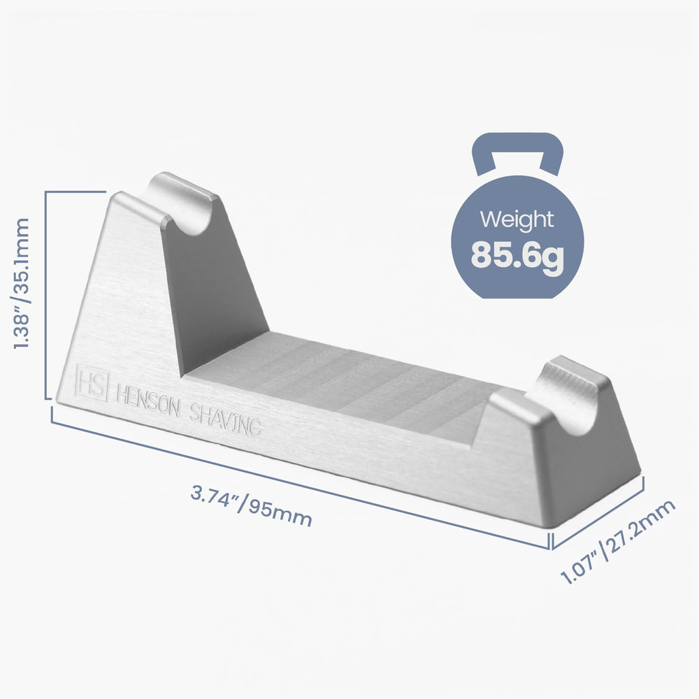 Henson Razor Stand angled-drying view promotes fast moisture evaporation.