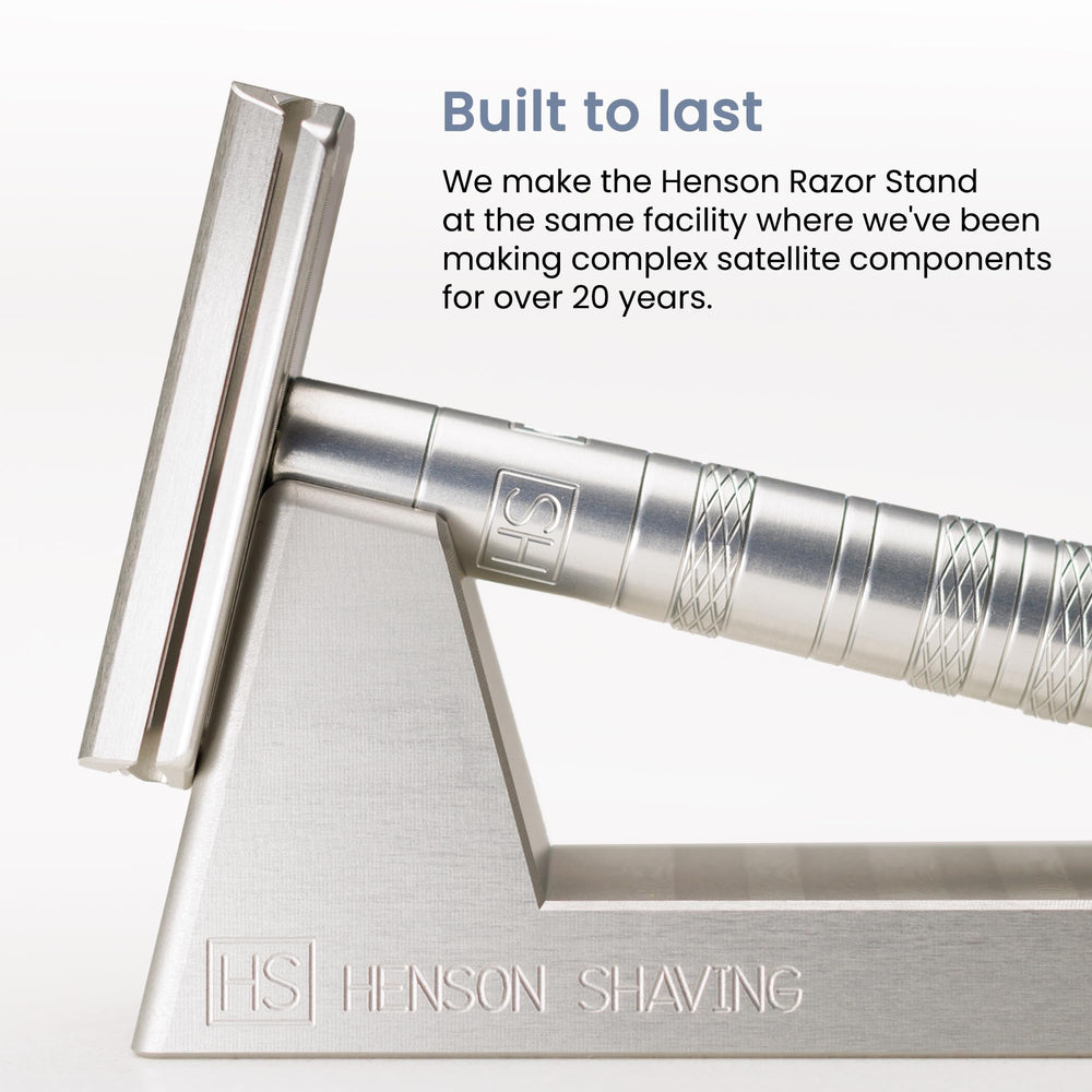 Henson Razor Stand compact-dimensions fit on small countertops.
