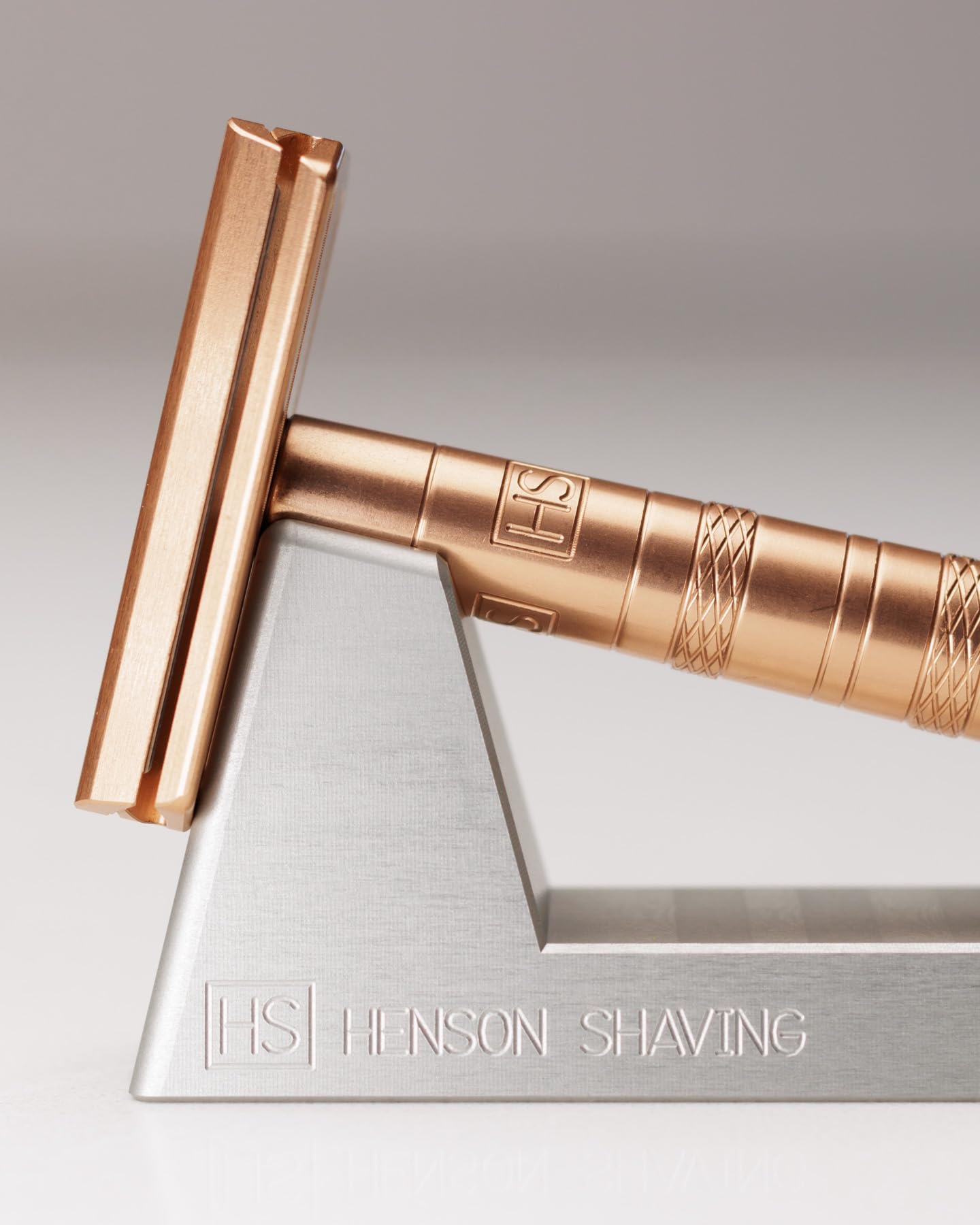 Henson Razor Stand premium-display adds a sleek look to any bathroom.