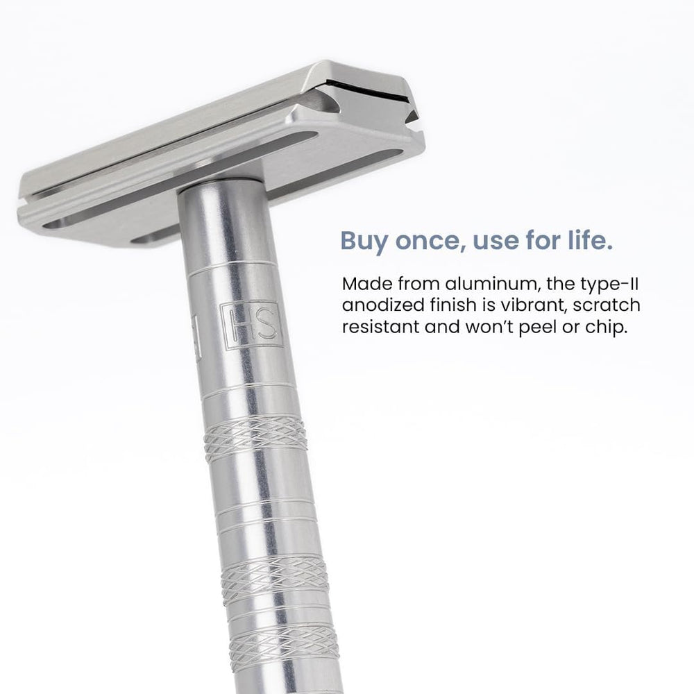 Henson Shaving Razor rigidity close-up shows minimal blade chatter for a steadier shave.